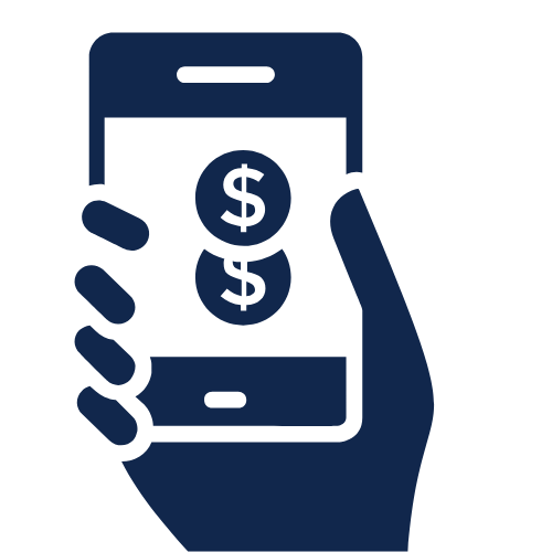 3.png Holding a phone with dollar signs on it.
