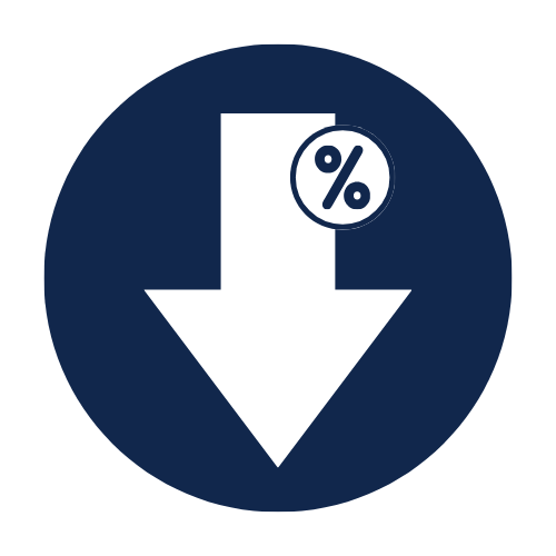 5.png Percent sign with an arrow pointing down.